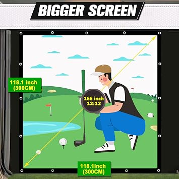 Indoor Golf Simulator Impact Screen;Golf Simulators Projection Screen for Golf Training; Indoor Golf Ball Impact Screen Display Projector (118