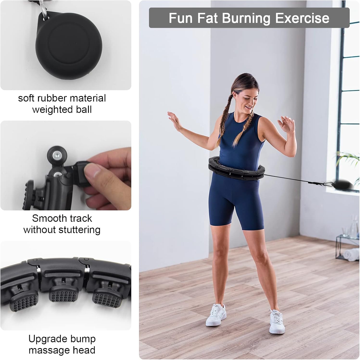 Weighted Hula Hoop for Adults Weight Loss,Infinity Hoop Plus Size 24 Detachable Knots,Hoola Hoop Smart Hula Fitness Hoop Fit,Waist Exercise Ring at Home Workout Equipment