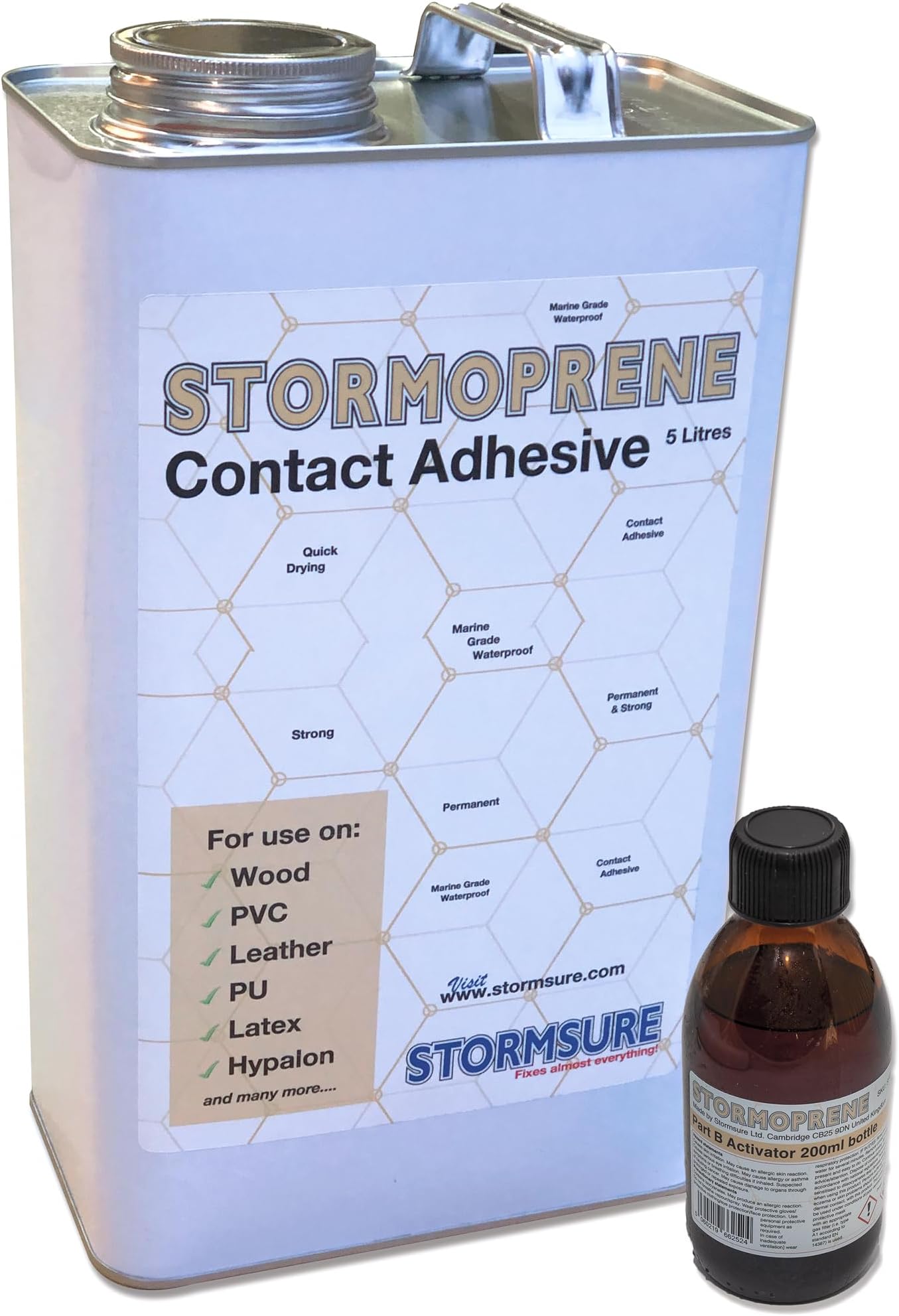 Stormoprene 2-Part 5L Contact Adhesive for Marine Use - Premium Bonding for Boat Building and Repair