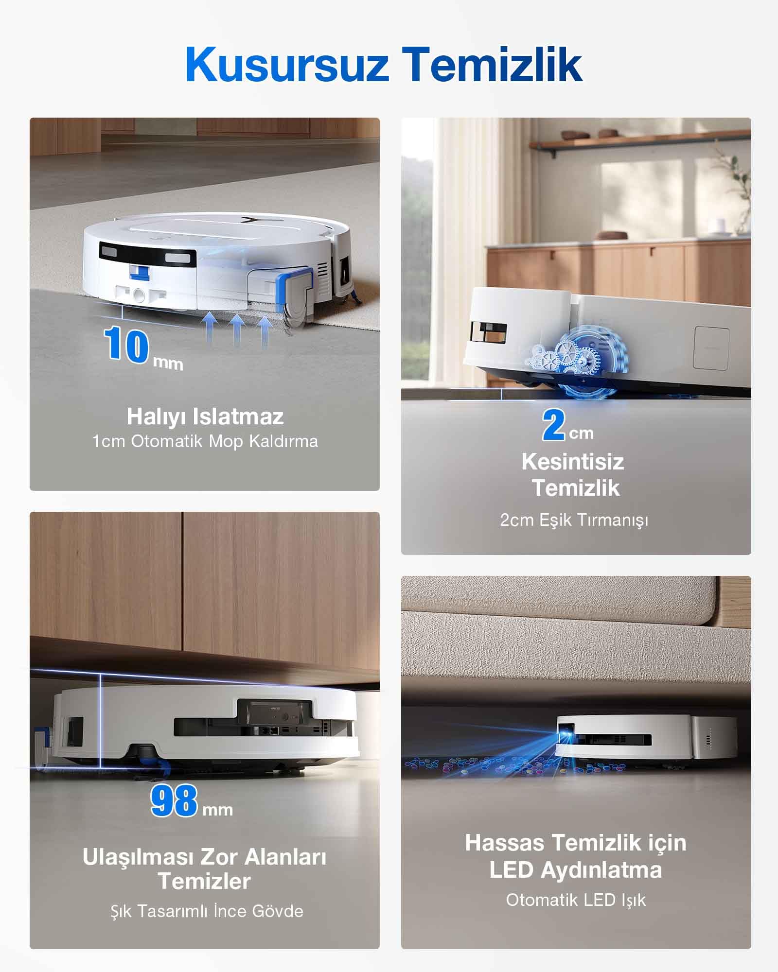 ECOVACS DEEBOT T80 OMNI Robot Aspirapolvere Lavapavimenti, 18.000 Pa, Spazzola OZMO ROLLER, ZeroTangle 3.0, Lavaggio Mocio con Acqua Calda a 40-75 °C, Asciugatura ad Aria Calda, Bianco
