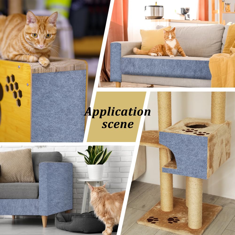 BENECREAT 400 x 3000 mm, protección contra arañazos para gatos, alfombra autoadhesiva para estantes de pared, árbol rascador para muebles, protección de muebles de café (gris)