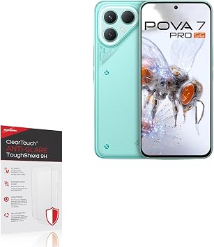 BoxWave Screen Protector Compatible with Tecno Pova 7 Pro - ClearTouch Anti-Glare ToughShield 9H 2-Pack, Anti-Glare 9H Tough Flexible Film Screen Protector