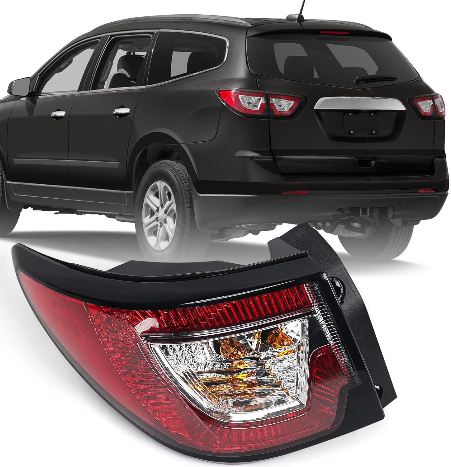 Huray Right Outer Tail Light Fit for Chevy Traverse 2013-2017, RH Taillight OE Style Tail lamp Rear Brake Lamp Replacement for 84266020 23301757 GM2805112 Passenger Side
