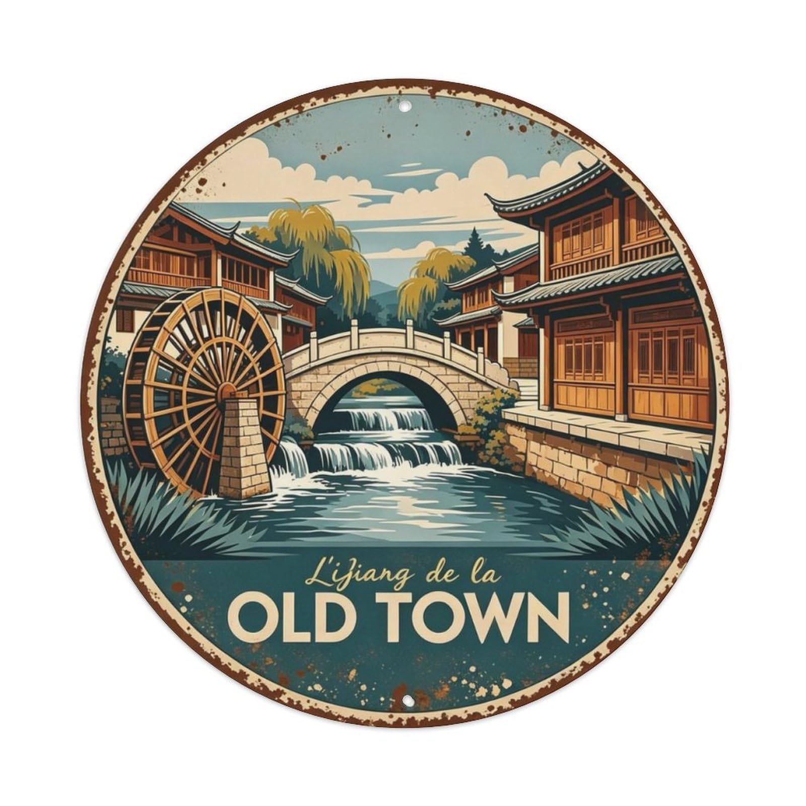 Lijiang Old Town Metal Tin Sign Plaque