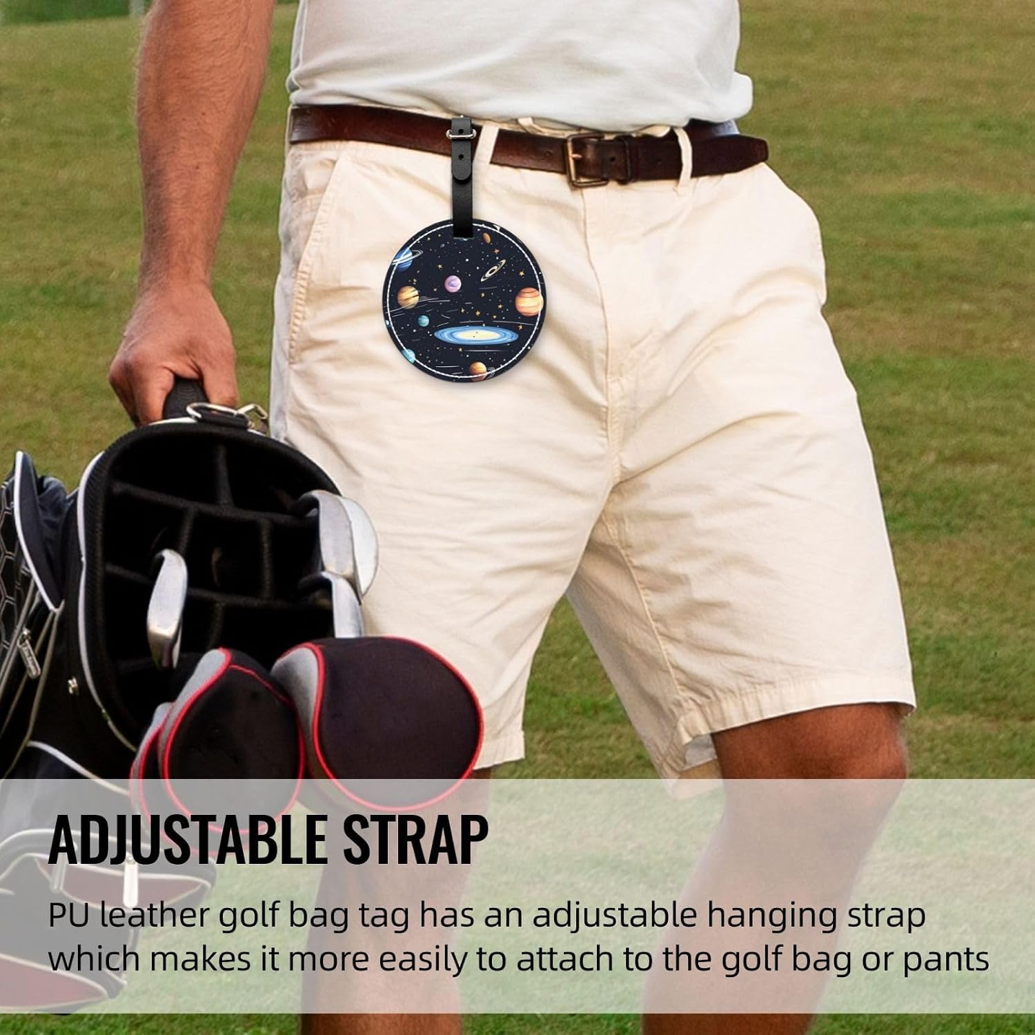 The Solar Family Black Printed Golf tee Storage Bag - for Men only, Durable PU Material, Easy to Carry, Enhance The Golf Experience
