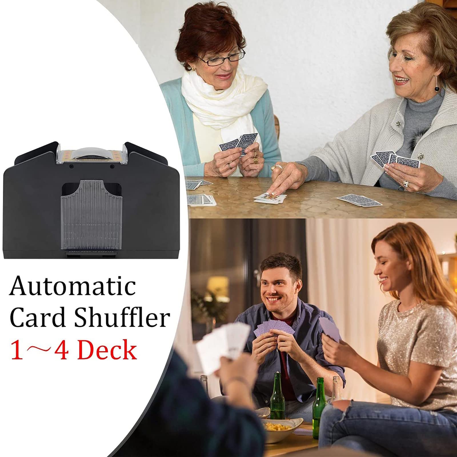 Mélangeur De Cartes, Distributeur De Cartes À Piles, Mélangeur Automatique De Cartes 1 À 4 Étages, Faible Bruit Et Facile À Utiliser, Adapté Au Poker Classique Et Aux Jeux De Cartes À Collectionner