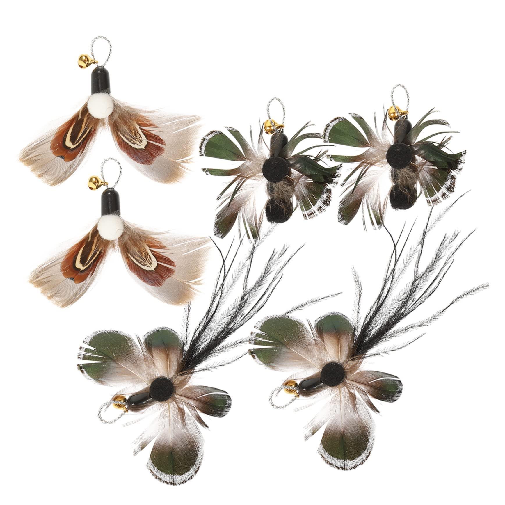 INOOMP 24pièces Têtes De Rechange pour Canne à Chat Jouets Insectes Et Plumes Améliorez De Chat