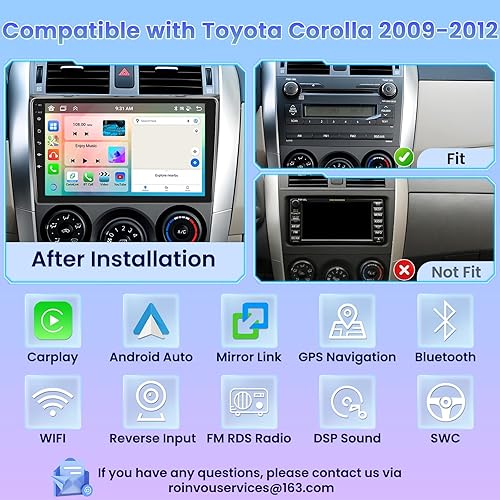 Miniatura 2 de 8Core 4+64G Radio para Toyota Corolla 2009 2010 2011 2012, 9 pulgadas 1280 * 720 pantalla táctil Bluetooth Radio con Carplay