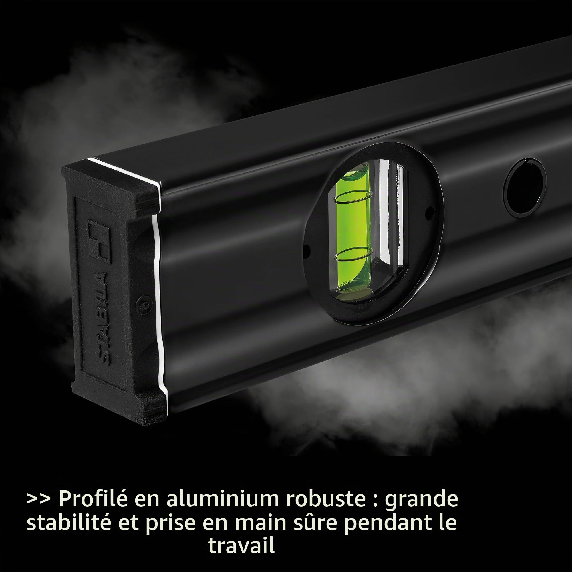 STABILA 80 AS Dark Shadow Lot de 2 niveaux à bulle 60 cm/100 cm, revêtement anthracite mat élégant, profil en aluminium renforcé, butée antidérapante intégrée, fabriqué en Allemagne