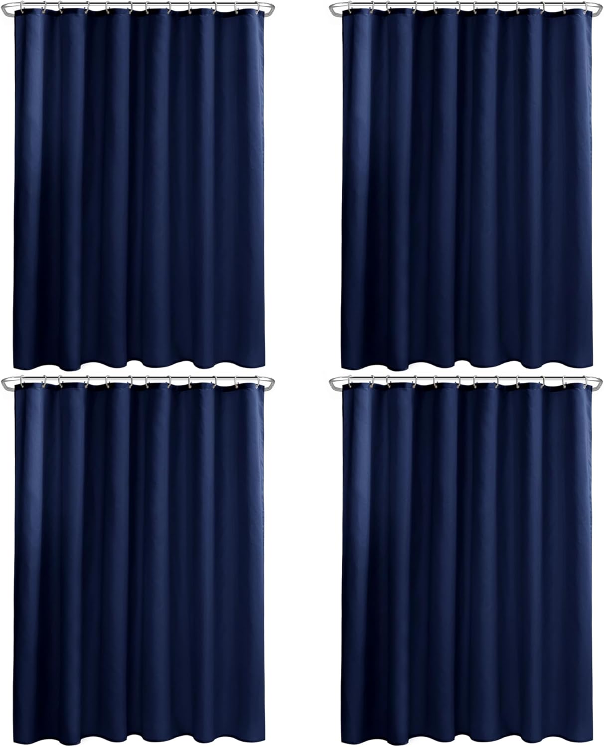 Nasitos Fabric Shower Curtain Liners 4 Pack W72 x H72 Washable & Water Resistant