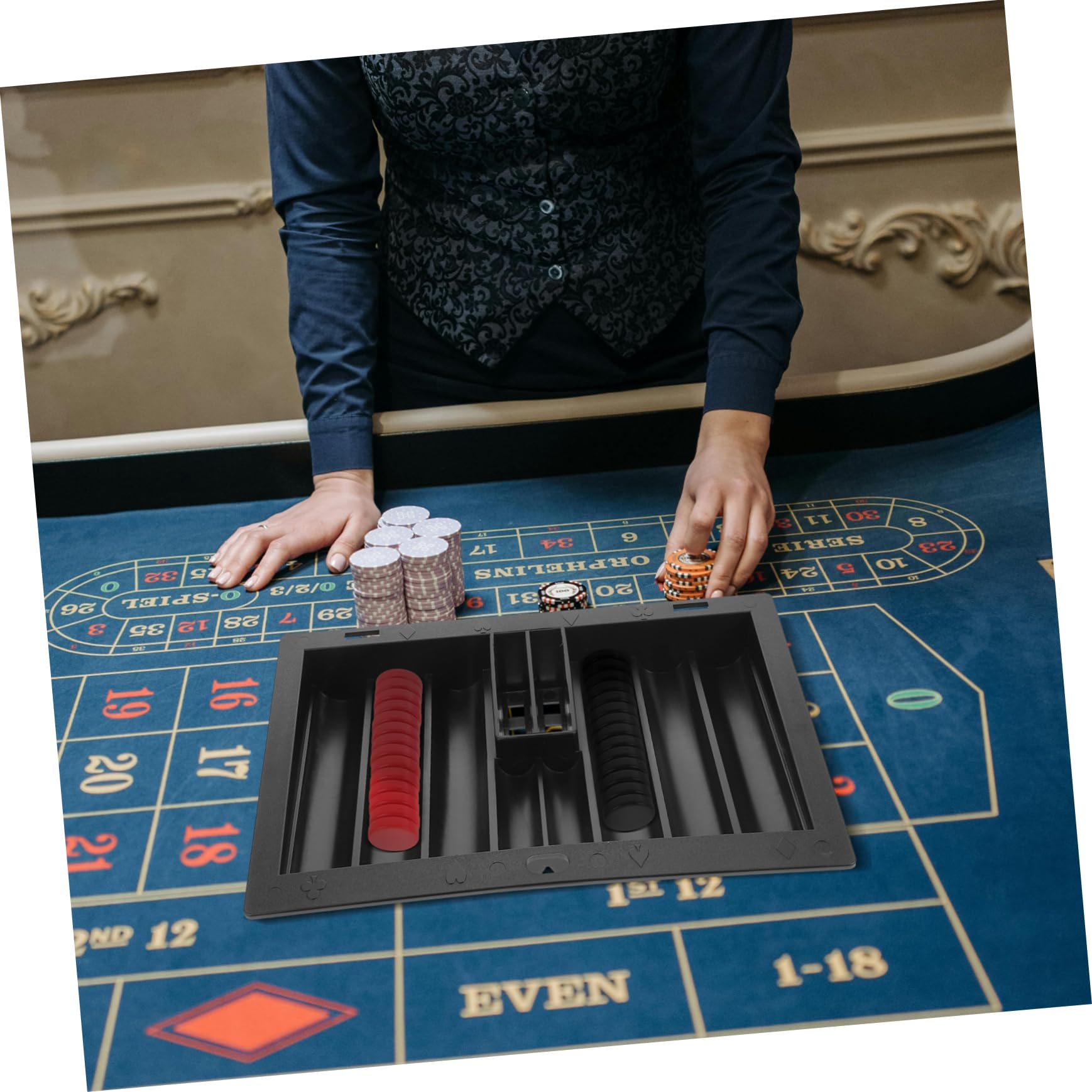 Vassoio per Fiches da Poker in Acrilico Nero, Organizer Compatto