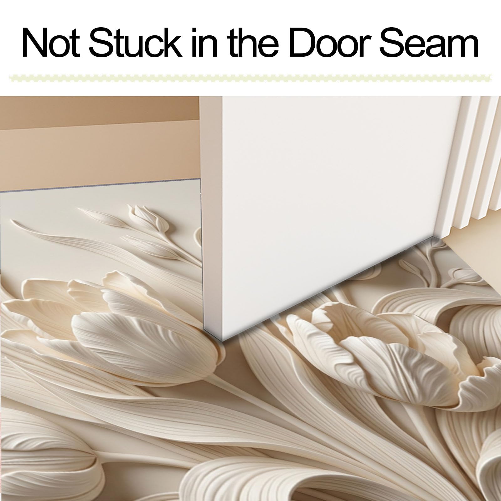 Zerbino Ingresso Interno Rilievo Tridimensionale Un Elegante Tulipano, Zerbino Di Benvenuto Lavabile Morbida Piante Naturali, Antiscivolo Tappeto Da Decorazioni Beige Per Casa Porta, 60X90Cm