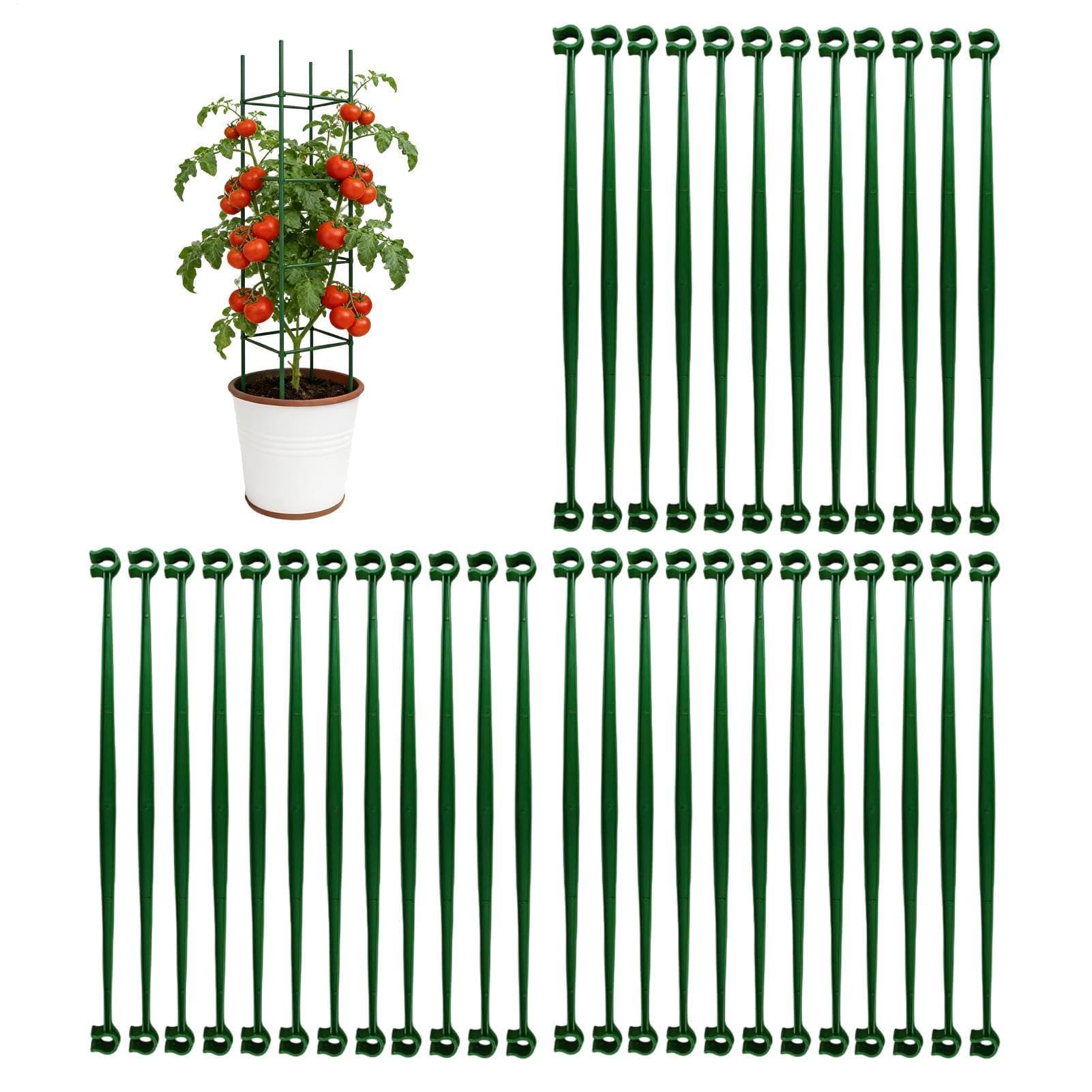 Tomatenpflanzenstütze – 36-teilige erweiterbare Kletterverbinder-Clips Rankstäbe | Pflanzenstützpfähle – für Gartenarbeit von Gemüse, Gurken, Bohnen, Erbsen, Pfeffer, Erdbeere, Weinrebe