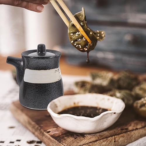 Miniatura 9 de Dispensador de aceite y vinagre de cerámica, dispensador de vinagre de salsa de soja, botella dispensadora de aceite de oliva de mesa de cerámica,