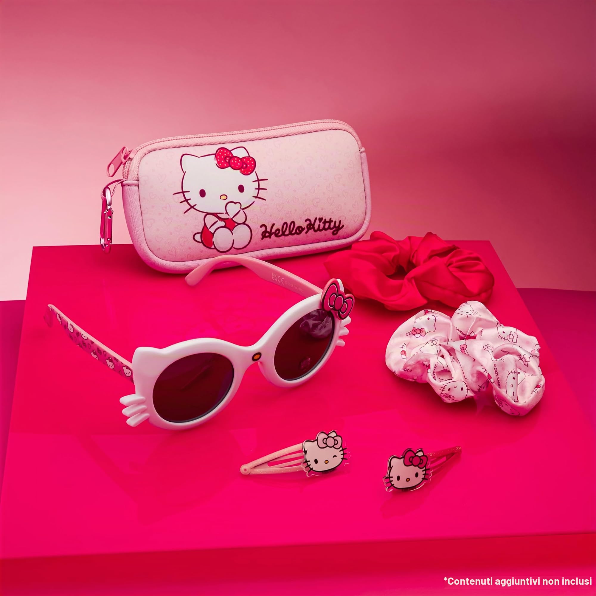 Get Trend Set Occhiali da Sole Protezione UV e Accessori Capelli Bambina con Borsa Piccola Mollette Capelli Scrunchies Borsa