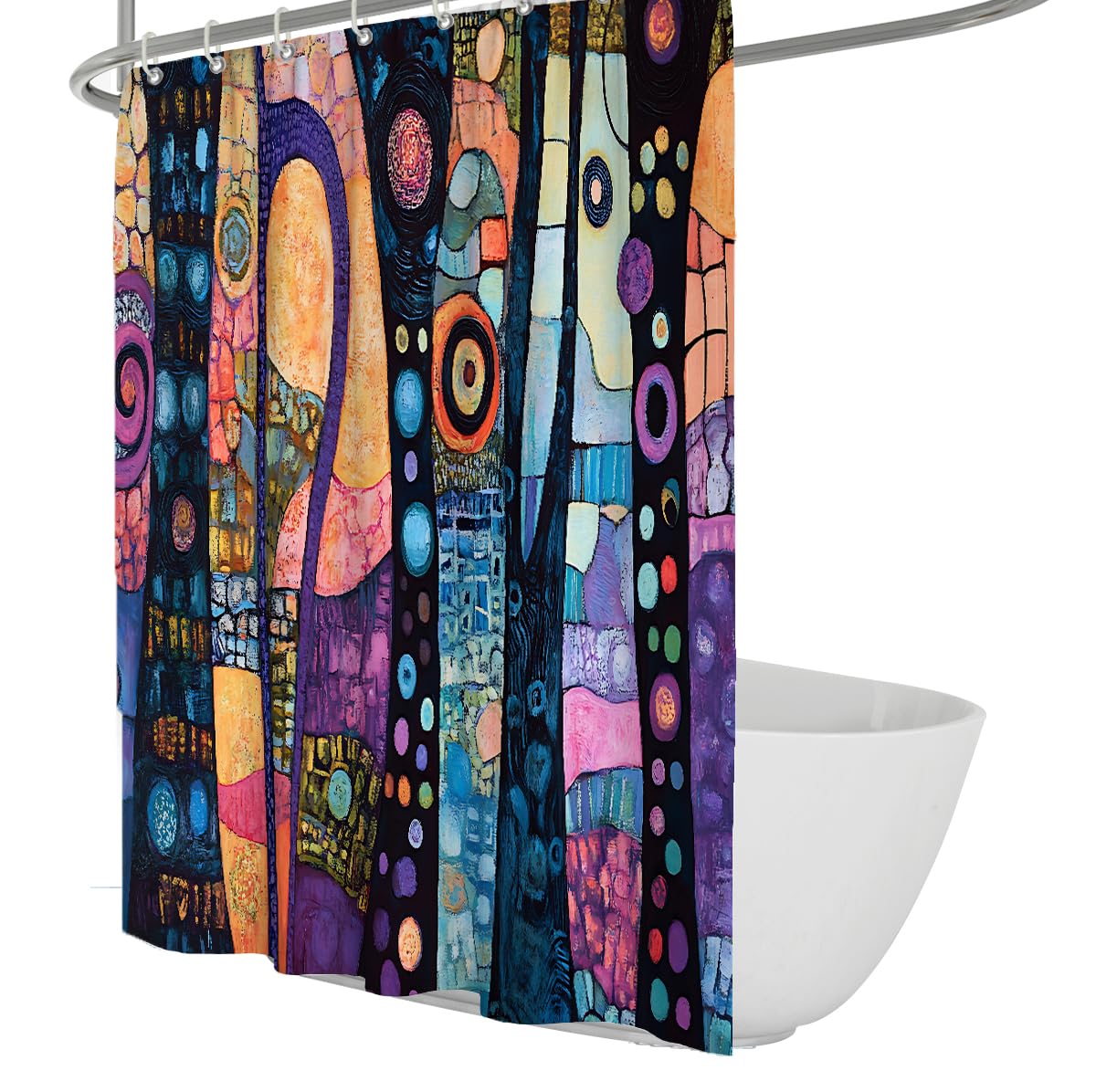 OLLIAR Home Boho Shower Curtains 150x180 Vintage Floral Tree Full Moon Fantasy Shower Curtain Cloth Fabric Waterproof Washable Bathroom Decor Set with Hooks