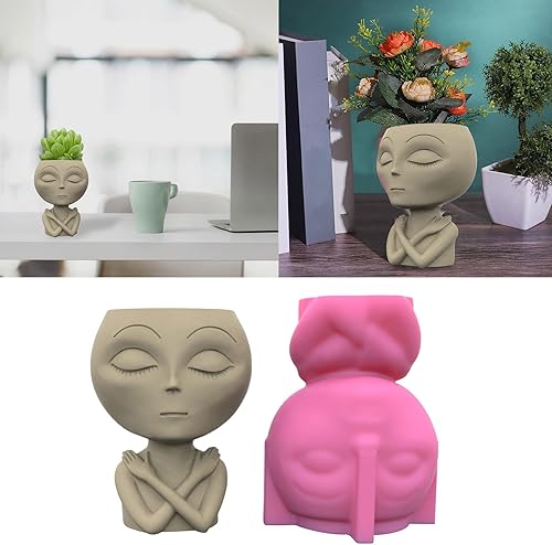 Miniatura 2 de Molde de silicona para macetas de hormigón alienígena para suculentas, moldes de yeso de cemento de arcilla, moldes para macetas de jardín para el