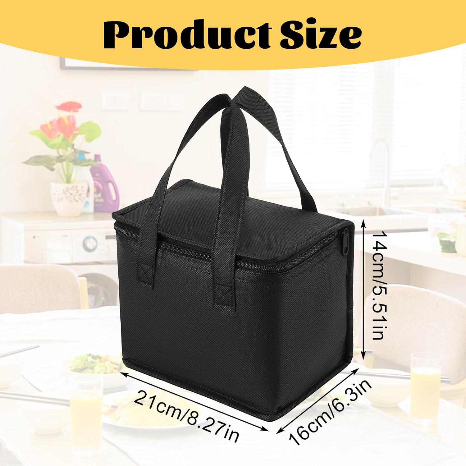 10 pack insulated lunch bags bulk, reusable cooler bags, leakproof lunch boxes set, waterproof thermal cooler bags, insulated beverage bag for women men work picnic beach(black)