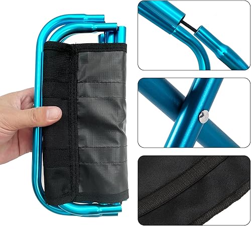 Miniatura 6 de Mini taburete plegable portátil, pequeño taburete de camping plegable que puede soportar hasta 150 libras azul (Mini-Blue),azul