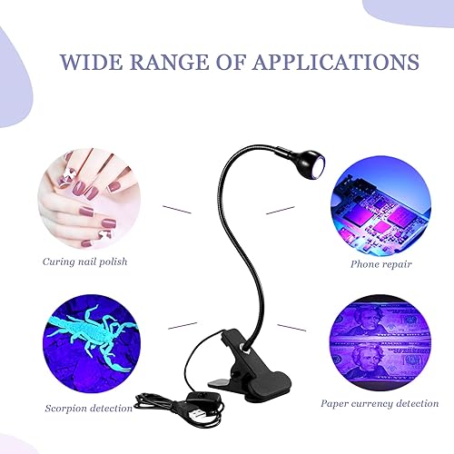 Miniatura 7 de Lámpara de uñas UV de 3 W, manos libres de gel LED secador polaco lámparas de curado giradas con clip fijo para uñas