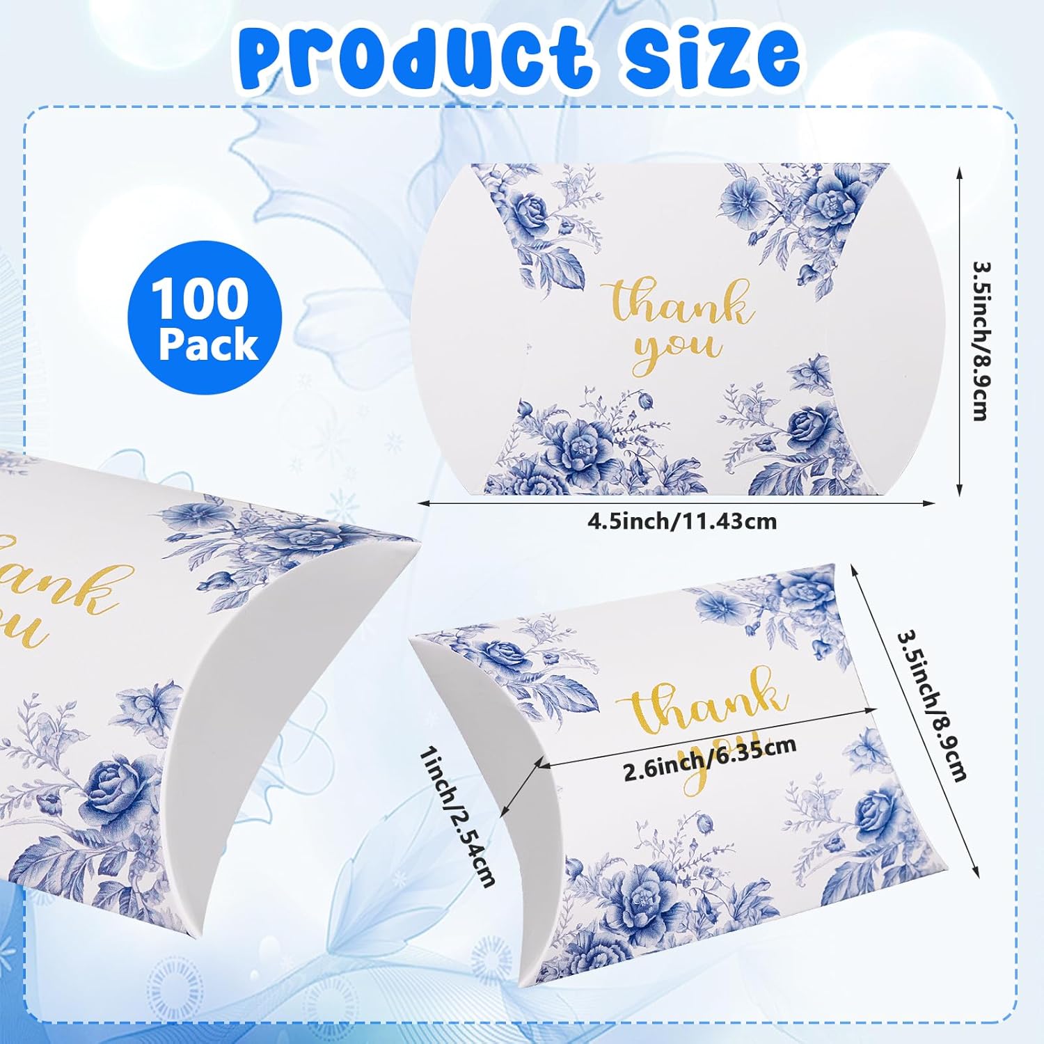 Haomian 100 PCS 4.5Inch x 3.5Inch Kraft Paper Pillow Gift Boxes Candy Treat Gift Box Wedding Party Goodie Boxes Sweet Bags Thank You Box for Wedding Bridal Shower Baby Shower Birthday Party Supplies - Image 2