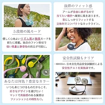 Amazon.co.jp : 両手が使える ハンズフリー 首掛け扇風機 WFan