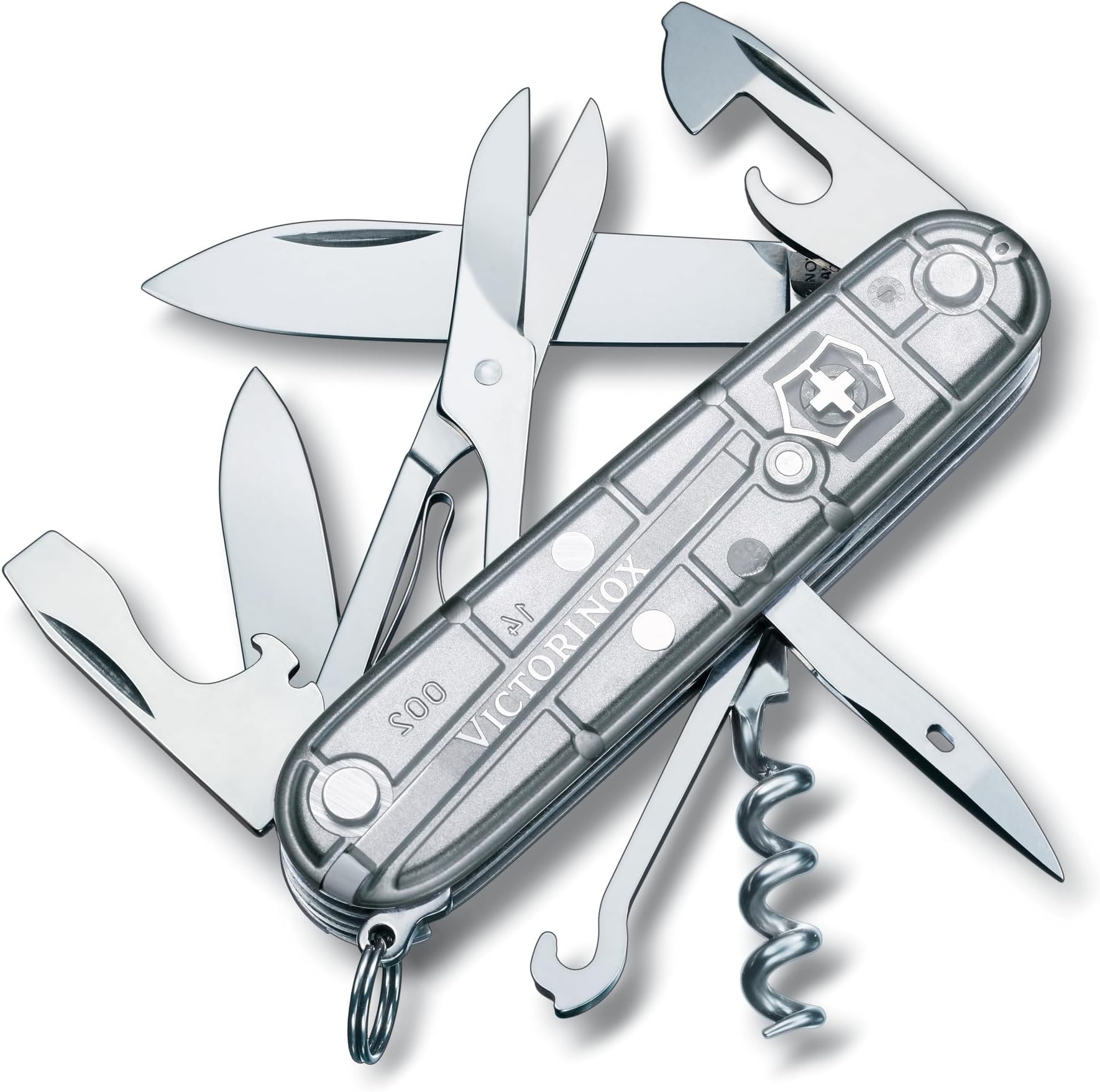 Swiss Army Knife - Climber - 14 Functions, Multitool - Grey, 91 mm (13703T7)