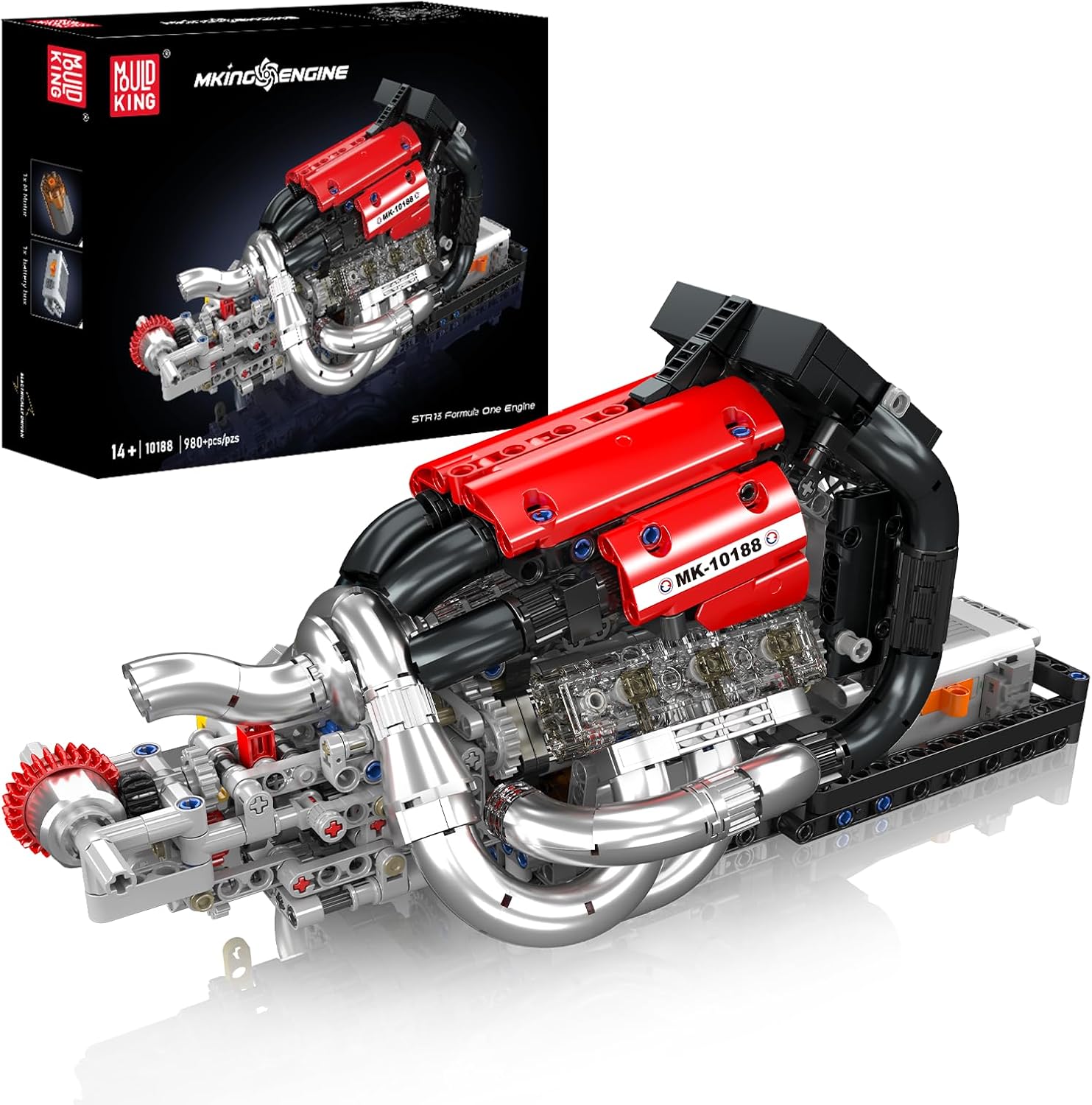 Mould King 10188 Engine Building Kit for Adults, Combustion Racing Car Engine Model Kit for Display, STEM Building Project for Teens 14+(980 PCS)