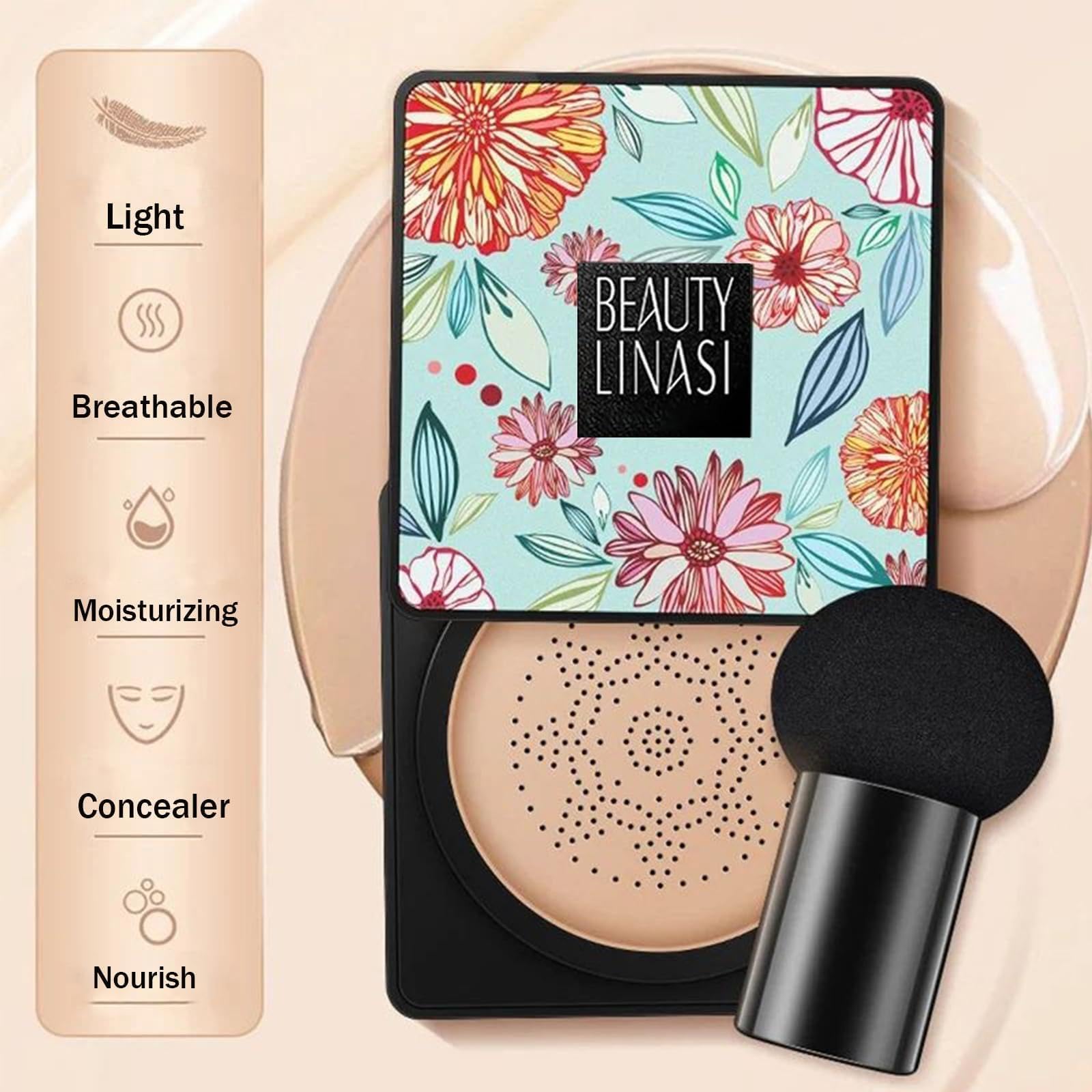 EDMER Beauty Linasi Clear Cover Beauty Cream, Poduszka powietrzna CC Cream, Korektor nawilżający, Makijaż Długotrwały