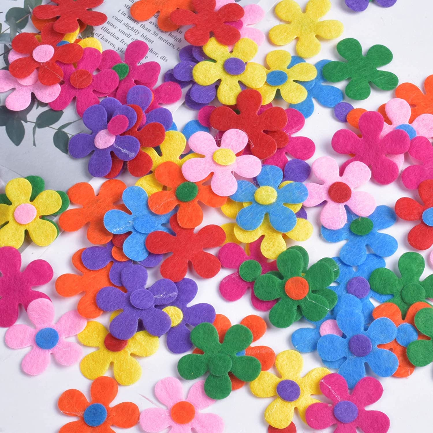 LiJuanWang Filzblumen Zum Basteln – 100 Stück, 2,8 Cm Durchmesser, Bunt, Für DIY, Karten, Kleidung