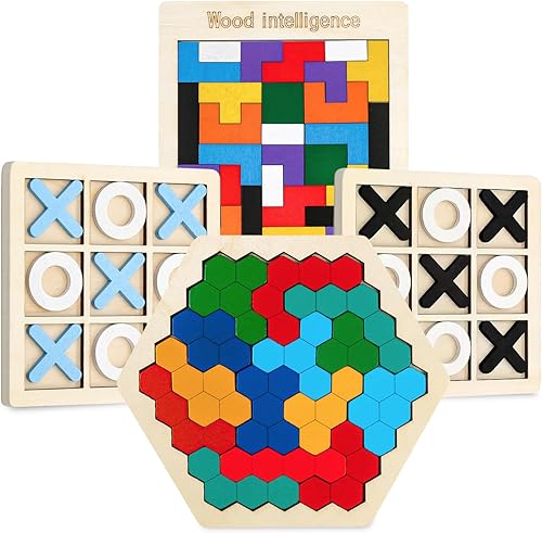 Miniatura 8 de Rompecabezas de madera para adultos y niños y niñas, juegos de rompecabezas de lógica para el aula y fiestas, rompecabezas de bloques de madera,