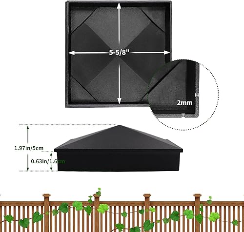 Miniatura 3 de Azdele Tapas de poste piramidales de aluminio resistente de 6 x 6 pulgadas para poste nominal (poste de madera real de 5.5 x 5.5 pulgadas), con