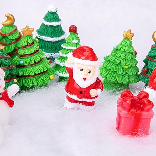 Miniatura 5 de Iceyyyy 37 figuras de Navidad de resina en miniatura, pequeñas figuritas de árboles de Navidad, muñeco de nieve, Papá Noel, mini colgante de Navidad