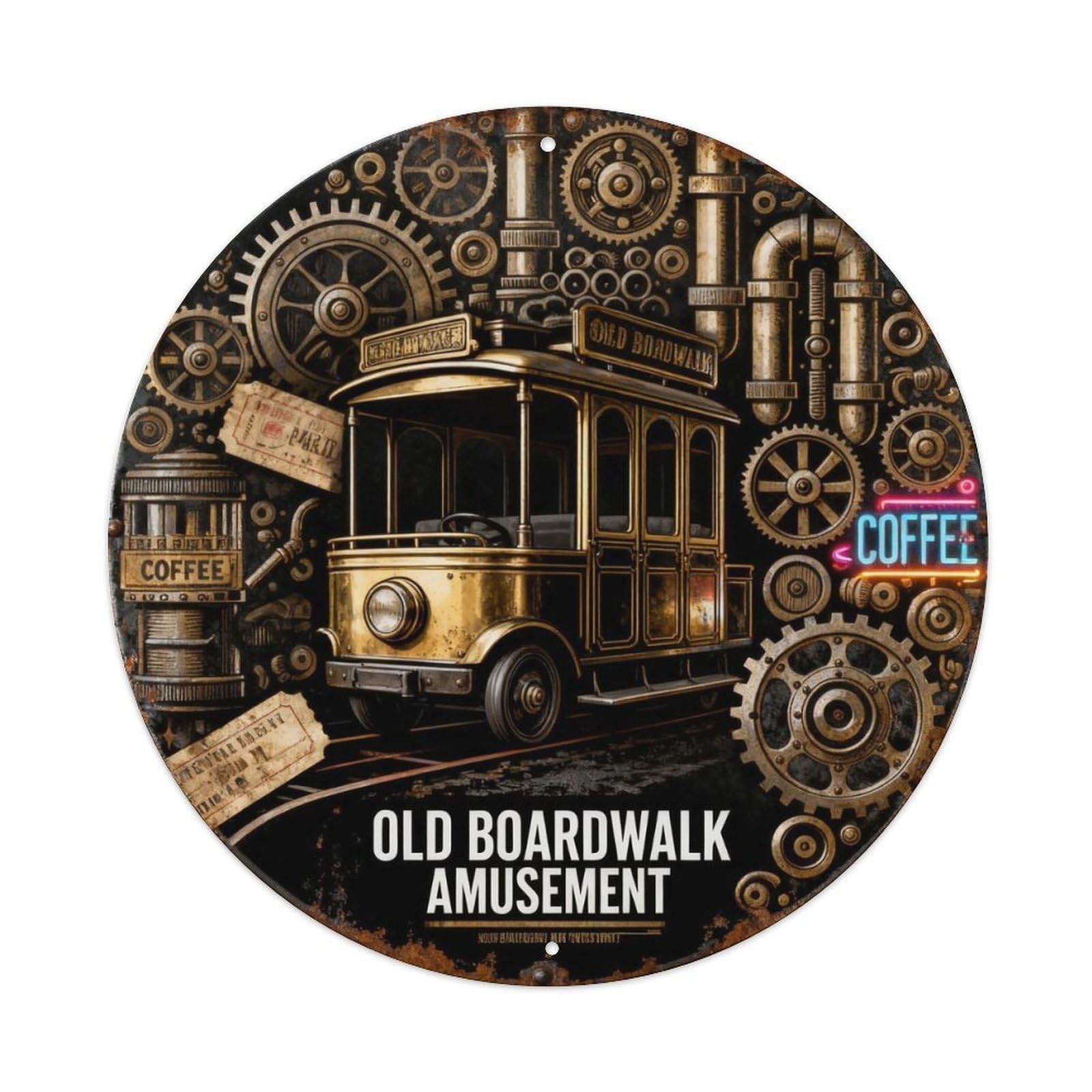 OLD BOARDWALK AMUSEMENT Metal Tin Sign Plaque