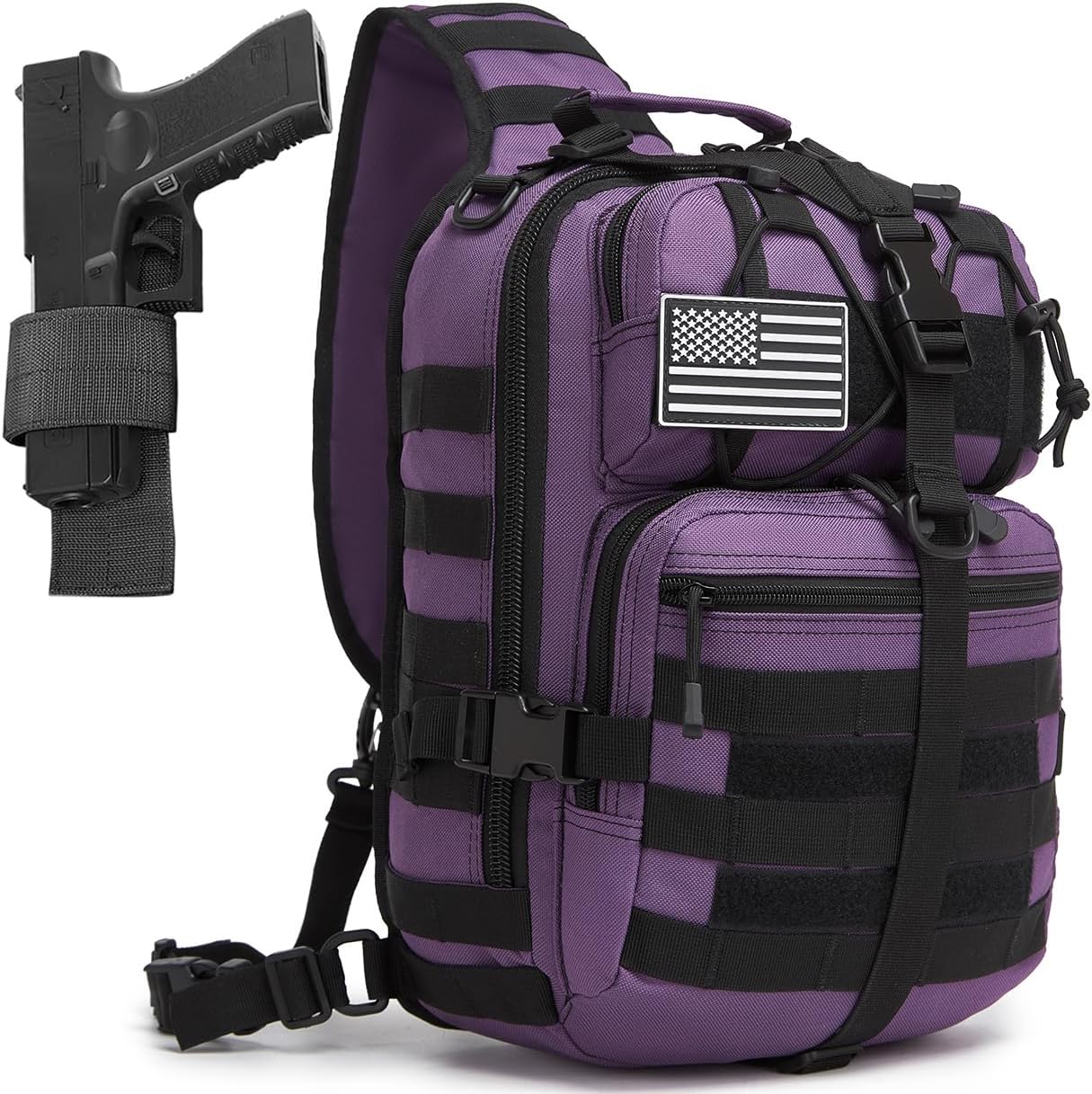 ATBP Tactical Crossbody Backpack Large Sling Pack With Holster Shoulder Bag For Men Outdoors Hiking Camping Gym