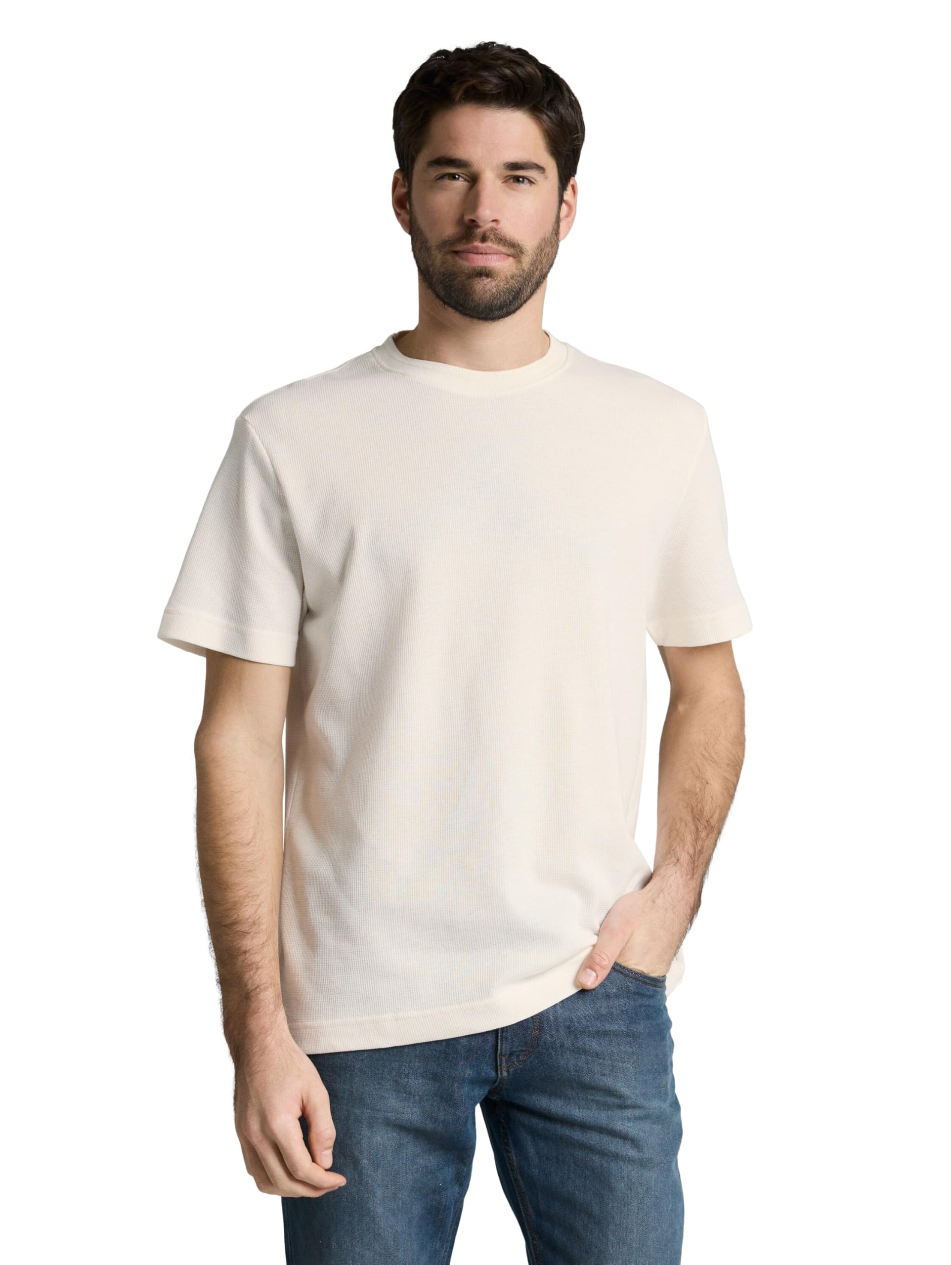 TOM TAILOR Herren T-Shirt mit Waffelstruktur