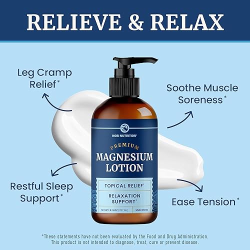 Miniatura 2 de Loción de magnesio para aliviar los calambres musculares y el dolor  Apoyo calmante y de recuperación, relajación muscular  Crema tópica de magnesio