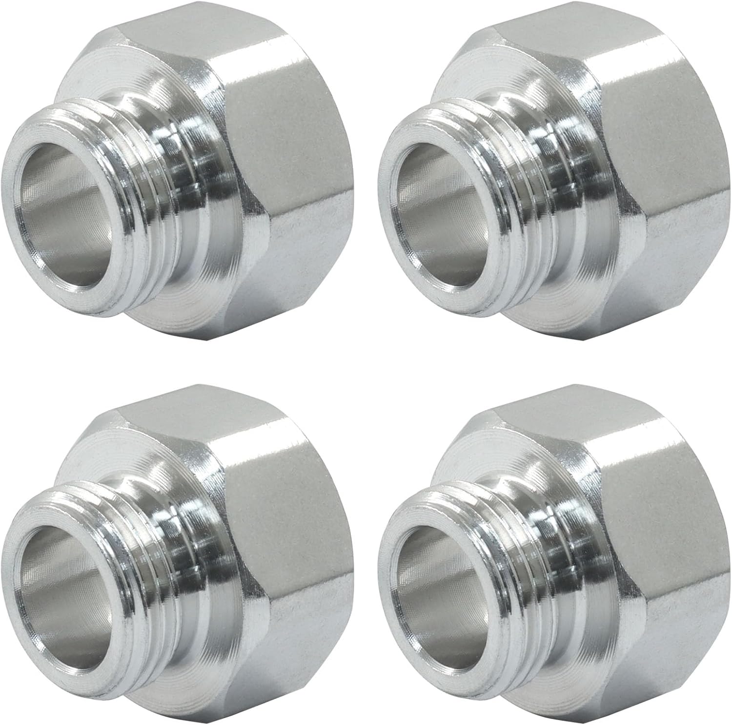 4 PCS Brass Water Line Adapter, 1/2" Female to 9/16" Male Pipe Fitting with Rubber Washer, Compression Connector for Bathroom Faucet Supply Hose