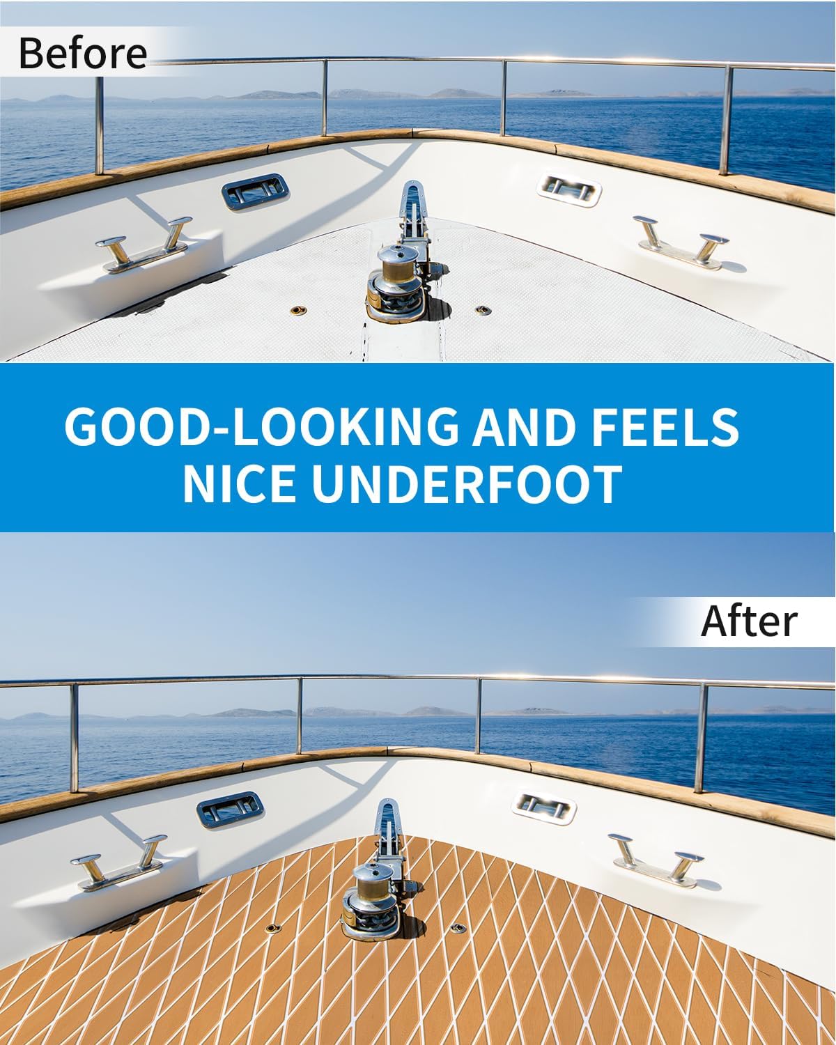 OCEANBROAD CNC Cut Boat Flooring Diamond Pattern Self-Adhesive EVA Decking