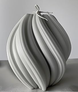 Large Handmade Swirl Soy Candle - Elegant Spiral Design Scented Pillar Candle, Perfect Housewarming & Wedding Gift Idea for Home Decor，Phantom Gray (Medium)