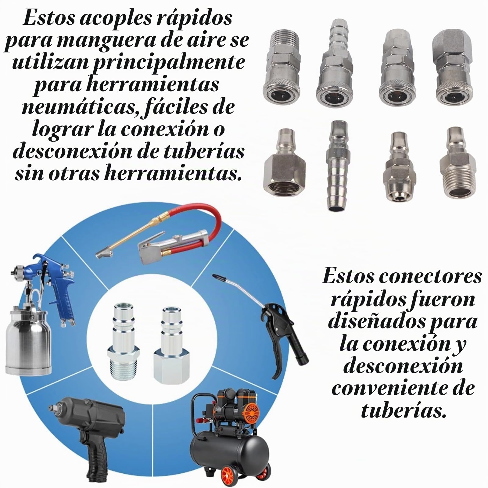8 piezas de manguera de aire de conexión rápida de 1/2" BSP accesorios conectores de acoplador de manguera compresor de aire neumático enchufe rosca macho hembra