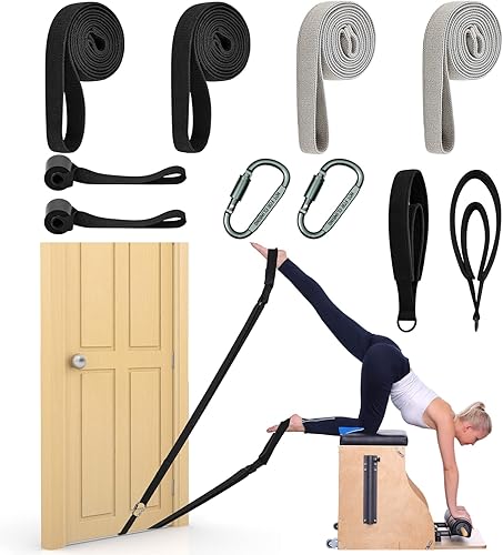 Juego de 10 correas de ejercicio, correas de pilates, correas de yoga, correas de pilates, correas de doble bucle, bandas de resistencia largas,