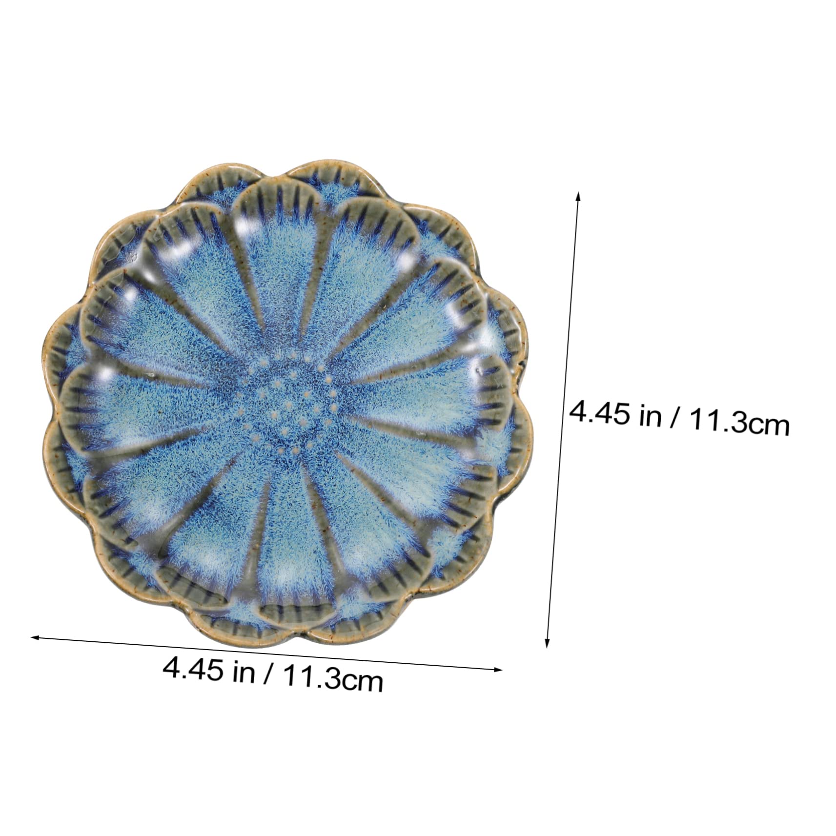 GRIRIW Flower Shape Snack Dish Ceramic Plate Food Container Sauce Serving Bowl Kawaii Plate