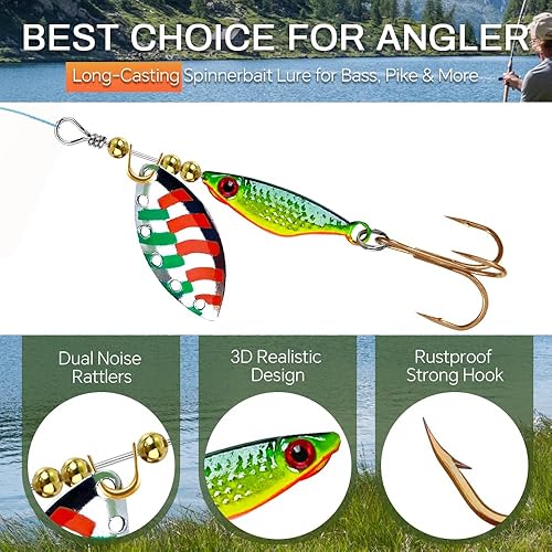 Miniatura 2 de TB Tbuymax Fishing Spinner Baits for Freshwater and Saltwater, 10pcs Rooster Tail Fishing Lures & Spinning Spoons, Hard Metal Baits for Bass Trout