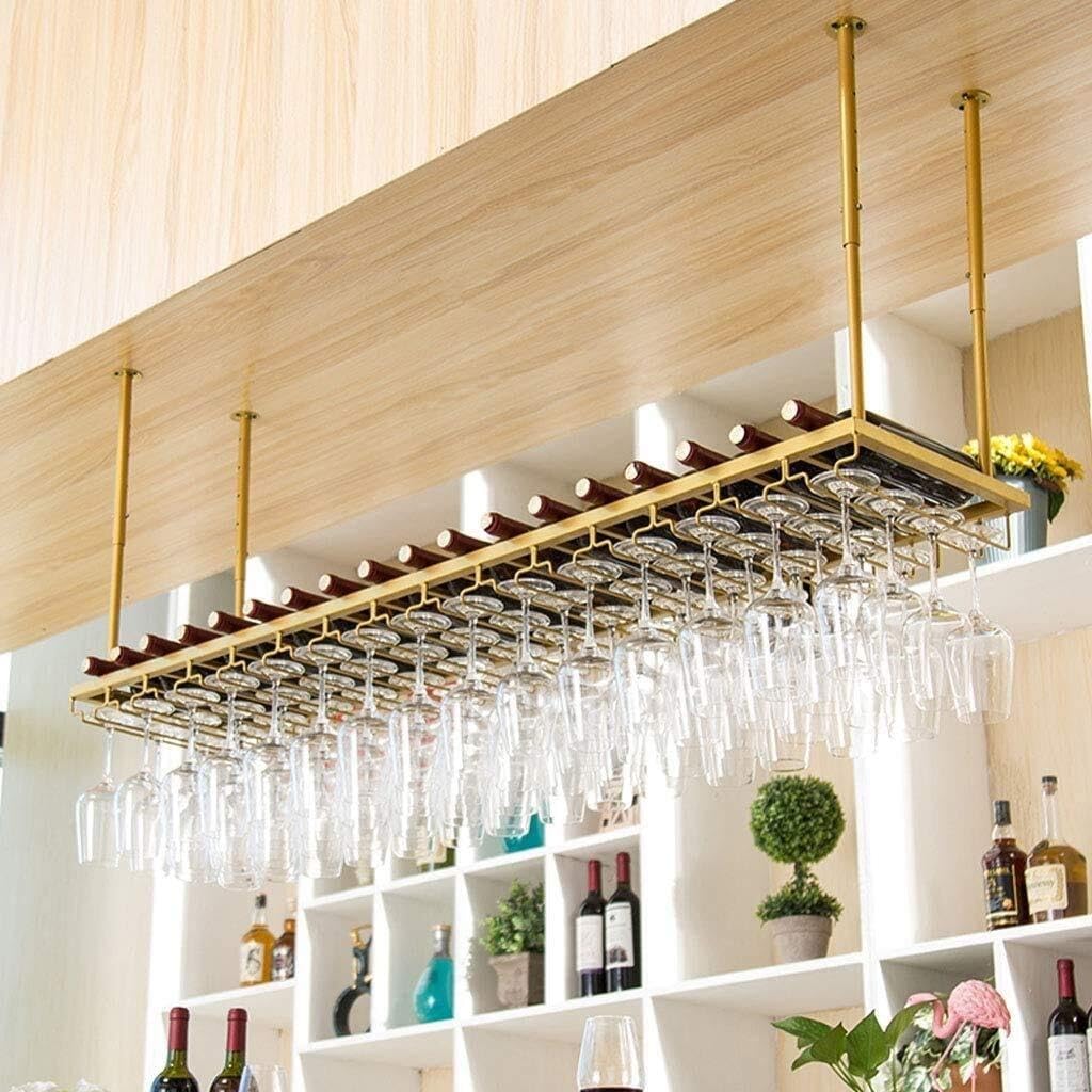 Porte-bouteilles de plafond réglable pour optimiser les petites cuisines