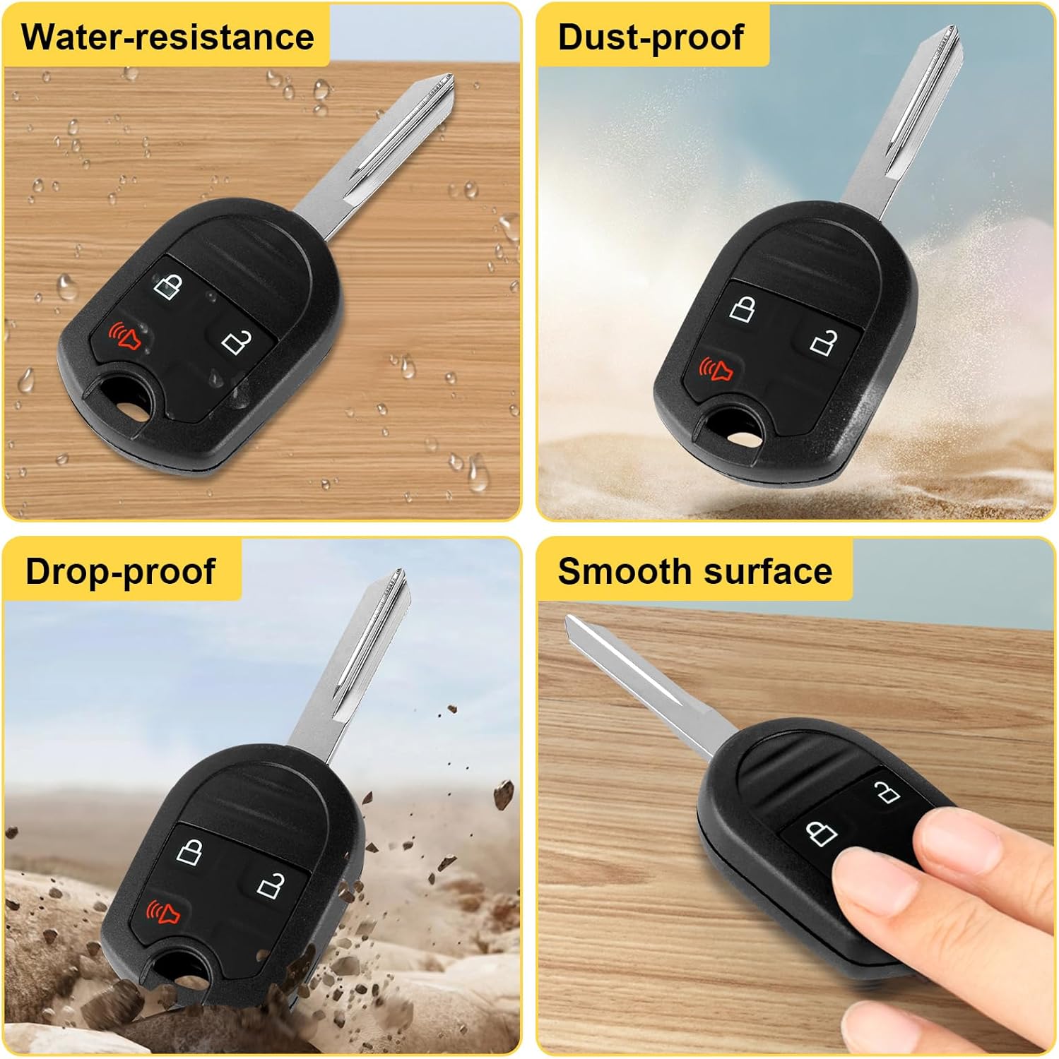 Key Fob Replacement Keyless Entry Fits for 2011 2012 2013 2014 2015 2016 Ford F150 F250 F350 450 Super Duty, 2007-2017 Explorer Edge Escape Expedition Fusion Ranger Taurus Flex, 11-17 F-650 F-750