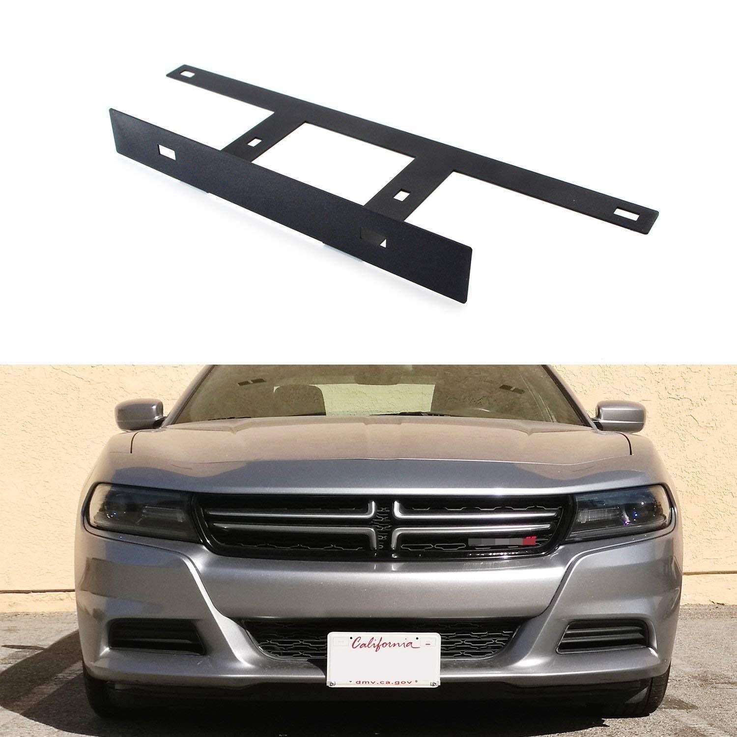iJDMTOYNo Drill Required Front License Plate Mounting Bracket Relocator Compatible With 2015-up Dodge Charger