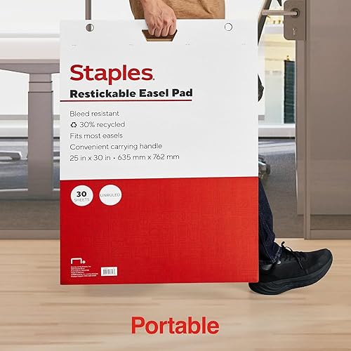 Miniatura 5 de STAPLES 958103 Stickies Easel Pads 25-Inch X 30-Inch White 30 SheetsPad 2 PadsCt