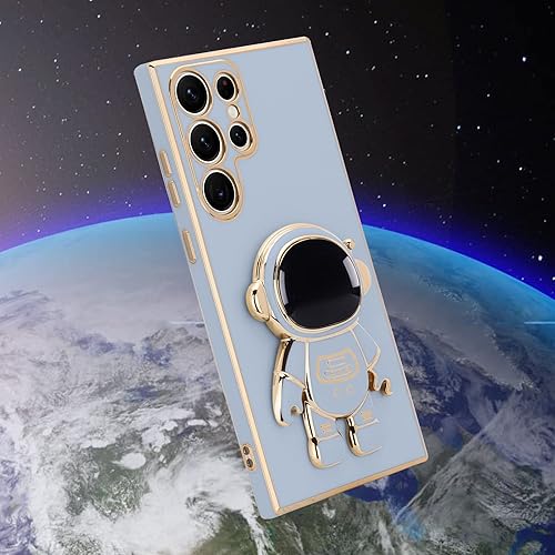 Miniatura 7 de Compatible con Samsung Galaxy S23 Ultra Funda Rectangular Lindo Diseño de Astronauta 3D con Soporte Protección de Cámara A Prueba de Golpes Cubierta