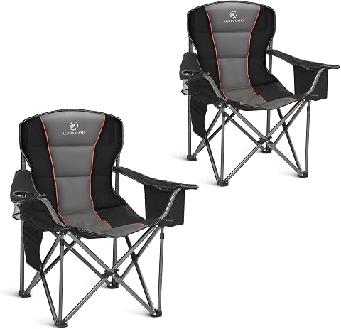 ALPHA CAMP Oversized Fully Padded Camping Chairs with Lumbar Support